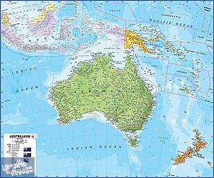 Maps international - Carte murale plastifiée - Australasie politique (en anglais)