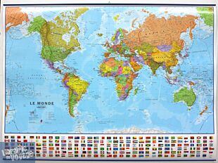 Maps international - Carte murale plastifiée - Le Monde (En Français) au 1/30mio