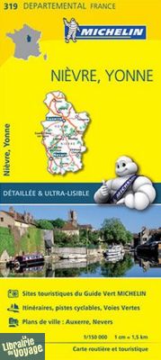 Michelin - Carte "Départements" N°319 Nièvre - Yonne