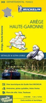 Michelin - Carte "Départements" N°343 - Ariège - Haute-Garonne