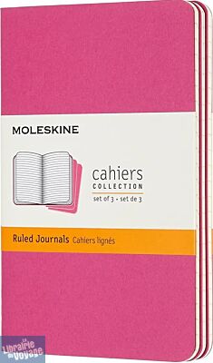 Moleskine - Cahiers lignés - Format poche - Couverture souple cartonnée rose