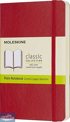 Moleskine - Carnet format poche à pages blanches - Souple - Rouge écarlate