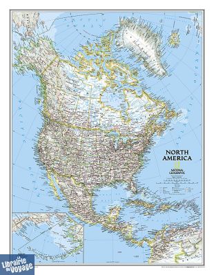 National Geographic - Carte murale plastifiée - Amérique du Nord