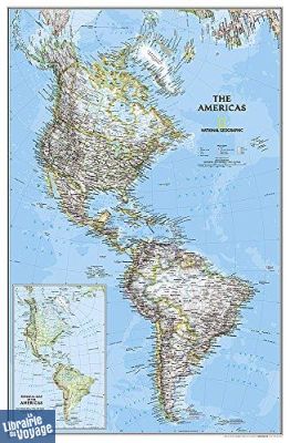 National Geographic - Carte murale plastifiée - Amérique (Nord, Centre et Sud)