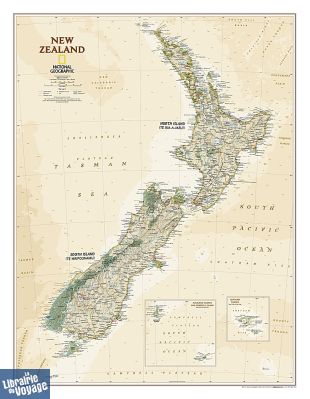 National Geographic - Carte murale plastifiée - Nouvelle Zélande Antique
