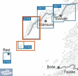 Nordeca - Carte de randonnées - n° 2745 - Vest-Lofoten (Ouest Lofoten)