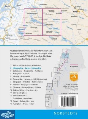 Norstedts - Carte et guide de randonnée sur le Kungsleden - n°2 - Nikkaluokta, Sarek, Saltoluokta