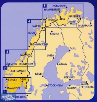 Kummerly Frey (Cappelen Kart) - Carte de Norvège centrale n°3 (Alesund, Trondheim, Namsos)