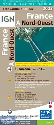 IGN - Carte Aéronautique OACI 945 - France nord-ouest - Plastifiée - Edition 2023