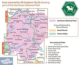 Ordnance Survey - Carte de la région du Dartmoor n°28