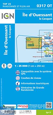 I.G.N Carte au 1-25.000ème - TOP 25 - 0317 OT - Ile d'Ouessant - le Conquet