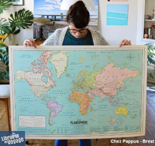 Pappus éditions - Poster - Carte du Monde Vintage (planisphère avec les pays actuels) - Grand format