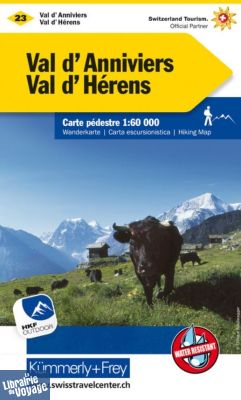 Kummerly Frey - Carte de Randonnée Suisse n°23 - Val d'Anniviers - Val d'Hérens - Montana