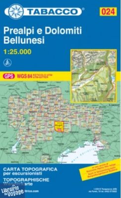 Tabacco - Carte de randonnées - 024 - Prealpi e Dolomiti Bellunesi 