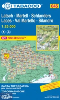 Tabacco - Carte de randonnées - 045 - Laces - Val Martello - Silandro 